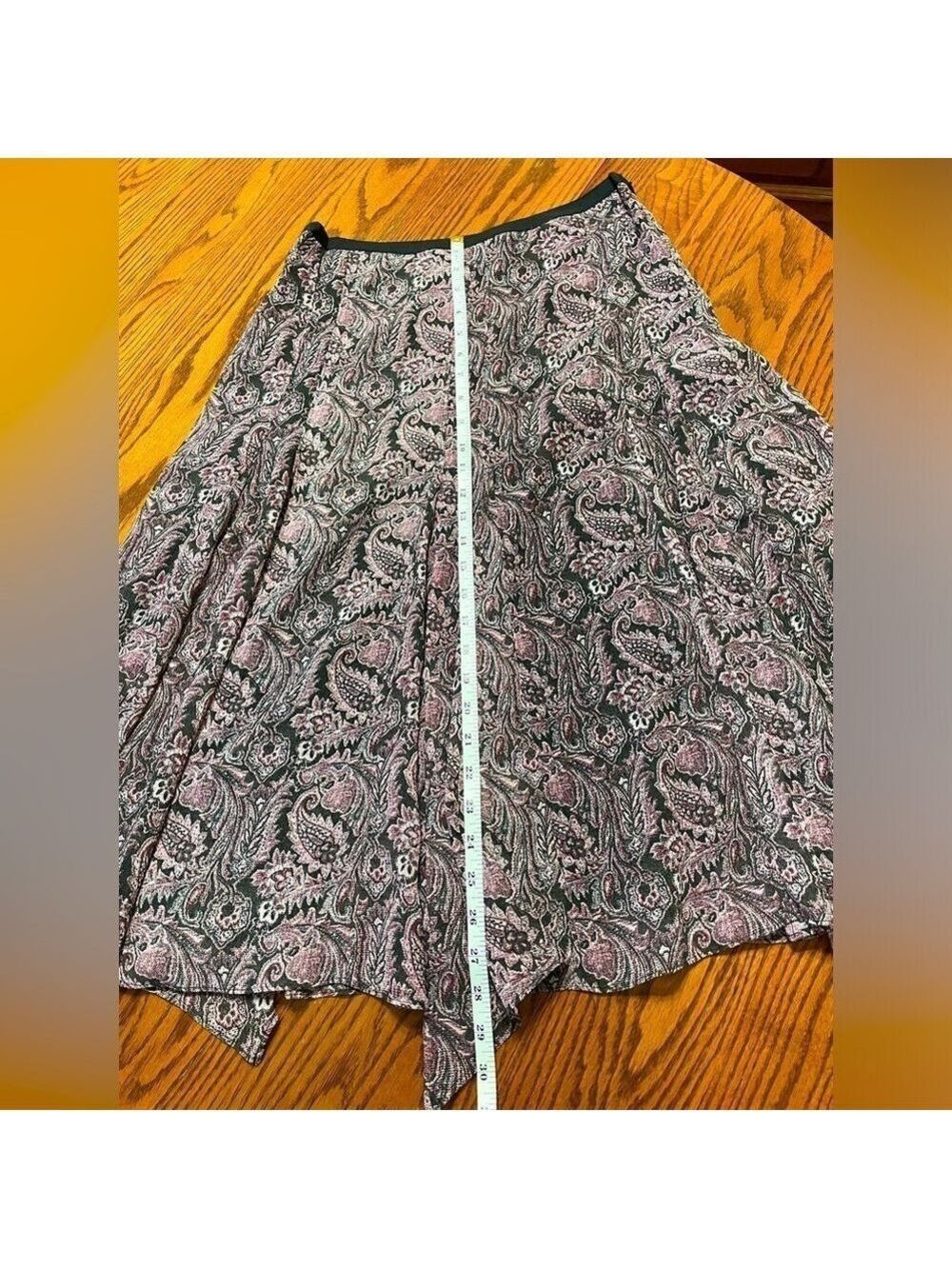 Vintage Y2K Liz Claiborne Maxi Skirt Paisley Purple Black Scarf Hem Flowing 8P - Picture 3 of 13